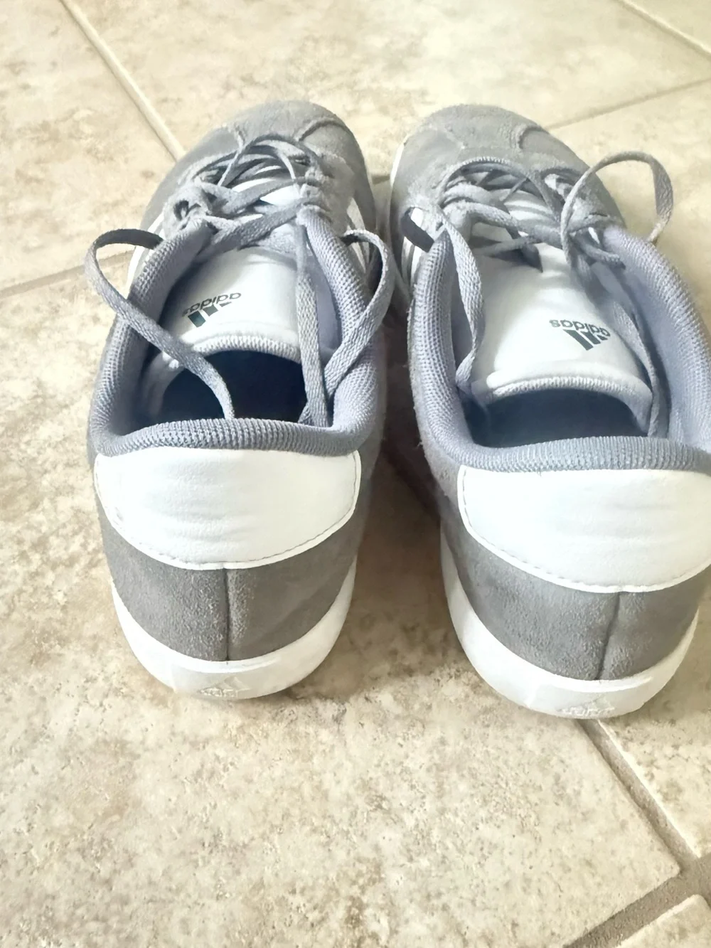 adidas Gray Suede Sneakers with White Stripes